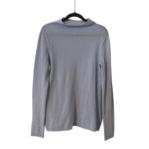 Telluride Cashmere Mock Neck Blue Sweater Large Scandi Heritage Luxury Apres Ski